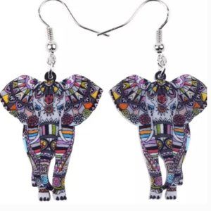 Black Elephant Acrylic Earrings